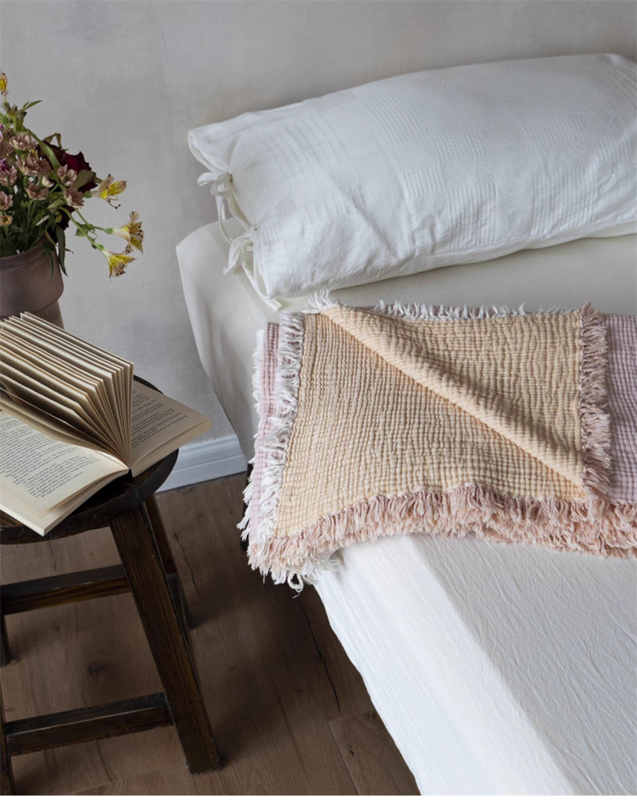 Cozy Dual-Color Cotton Throw Blanket – Reversible & Lightweight