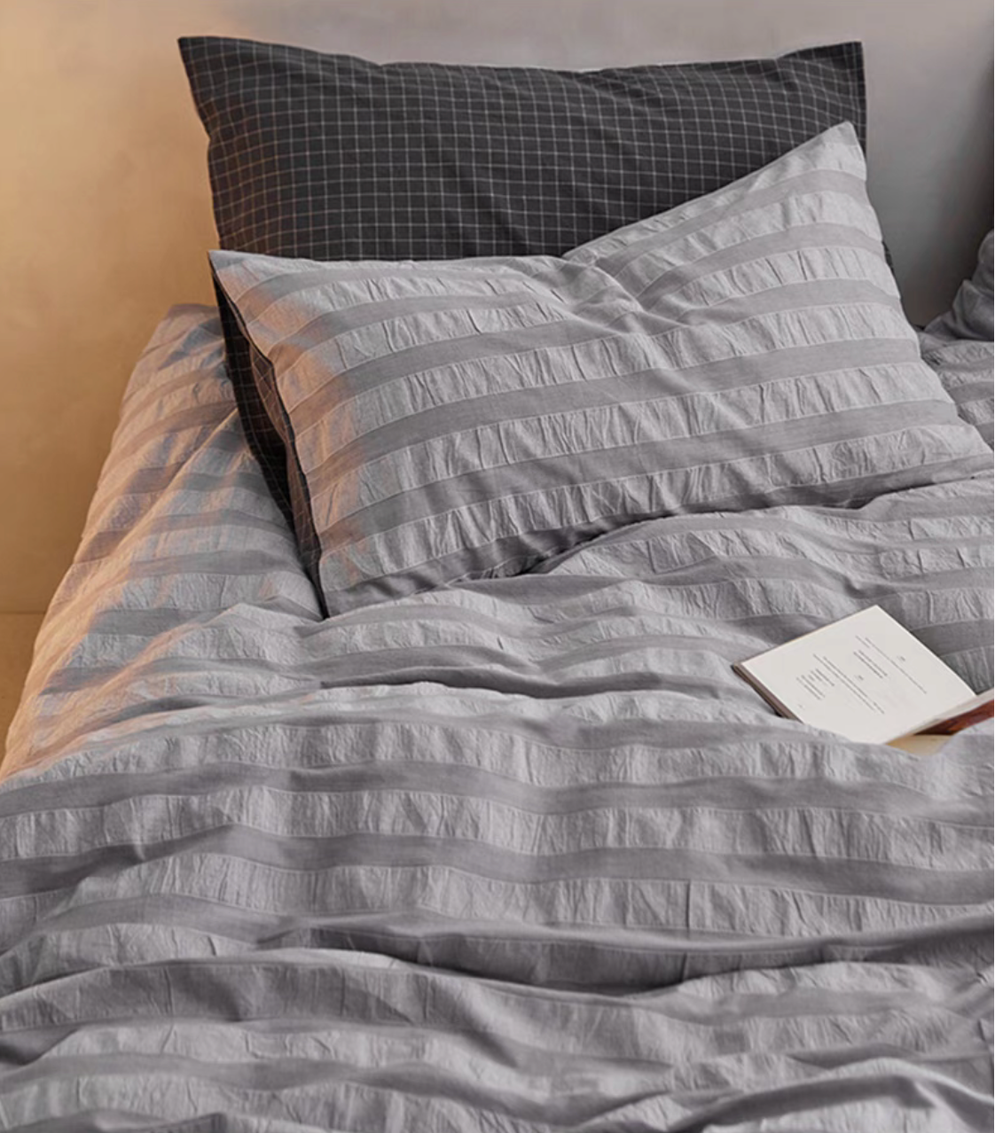 Grid Cotton Duvet, Sheet &amp; Shams Set