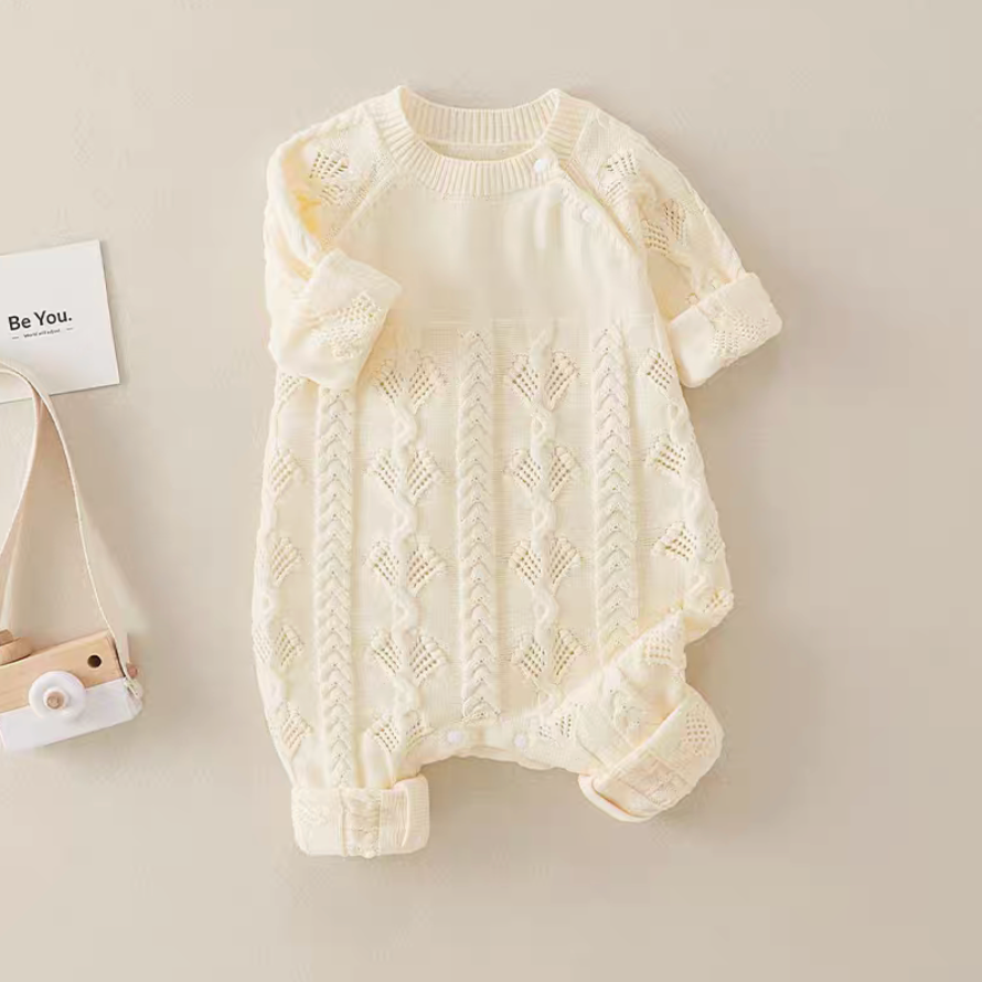 Lace/Cable Knit Baby Romper