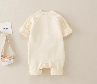 Lace/Cable Knit Baby Romper