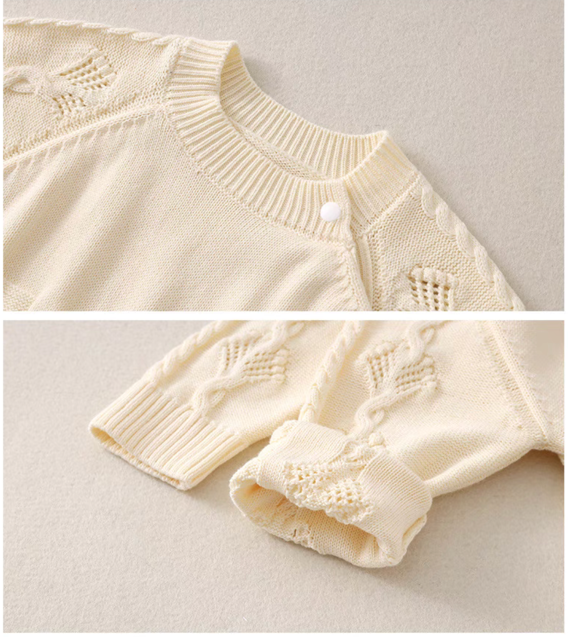 Lace/Cable Knit Baby Romper