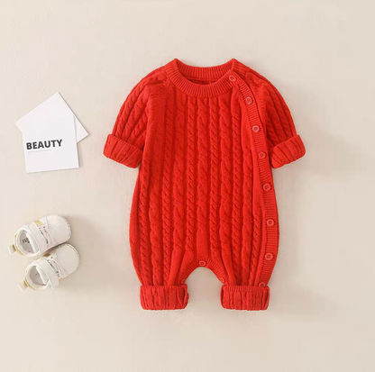 Lace/Cable Knit Baby Romper