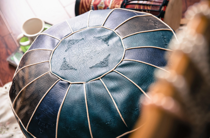 Moroccan Faux Leather Handmade Pouf