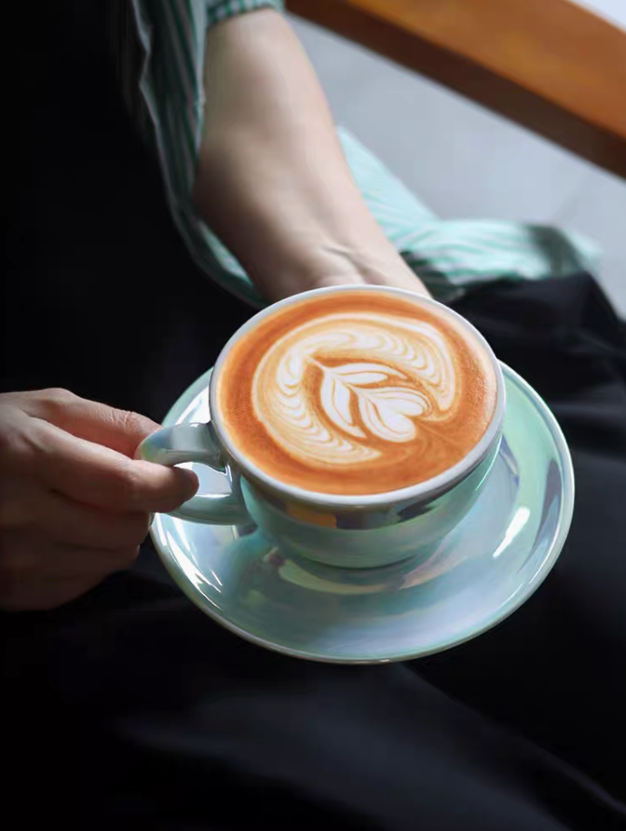 Luminous Iridescent Ceramic Coffee Cup &amp; Saucer