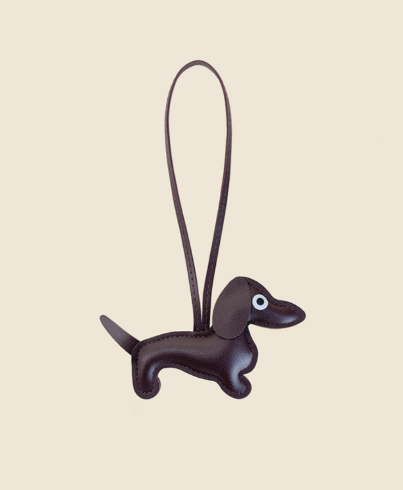 Dachshund Leather Keychain Charm