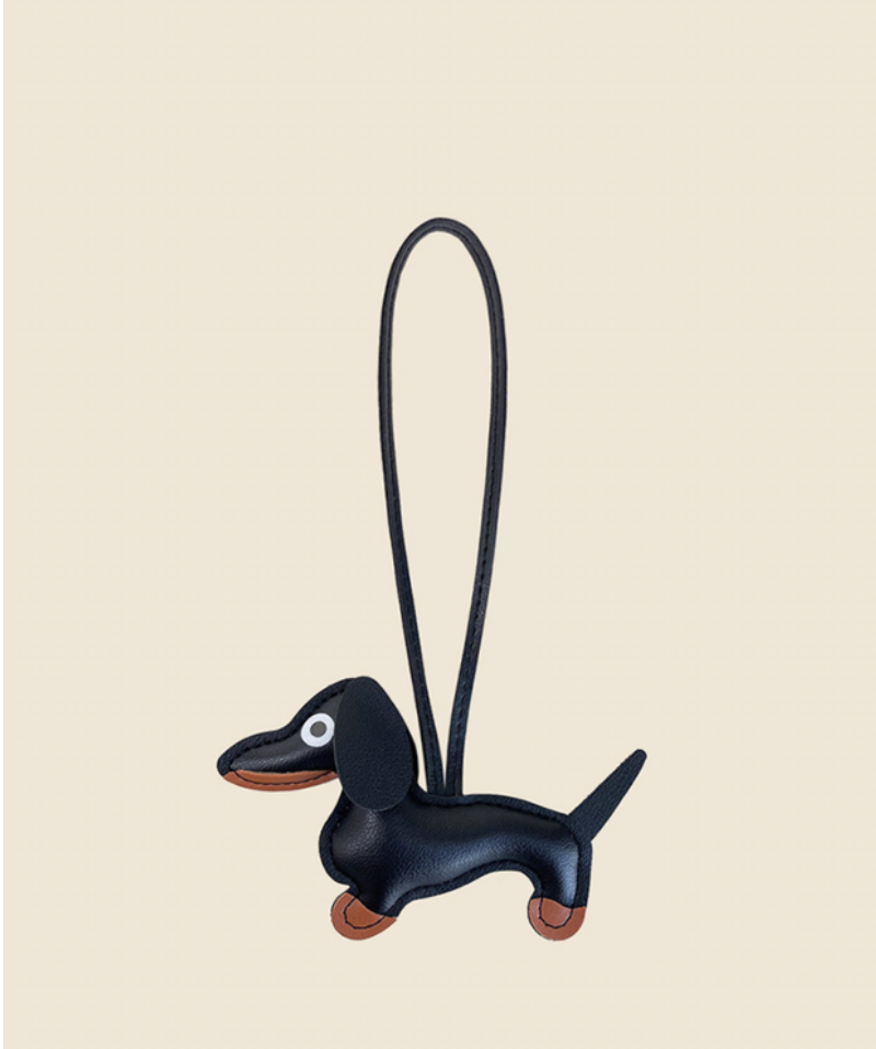 Dachshund Leather Keychain Charm