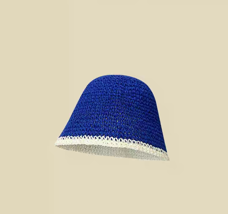 Color-Block Straw Bucket Hat