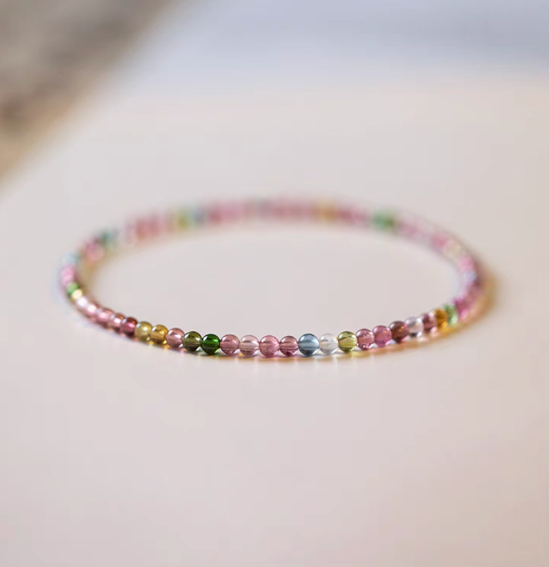 Rainbow Tourmaline Vintage Stacking Bracelet