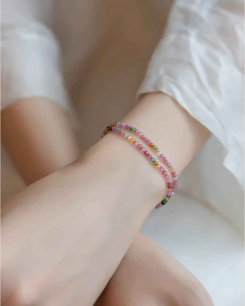 Rainbow Tourmaline Vintage Stacking Bracelet