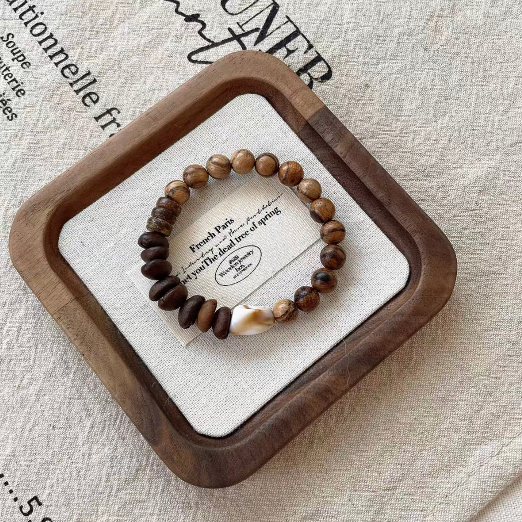 Vintage Coffee Bean and Wood Bracelet