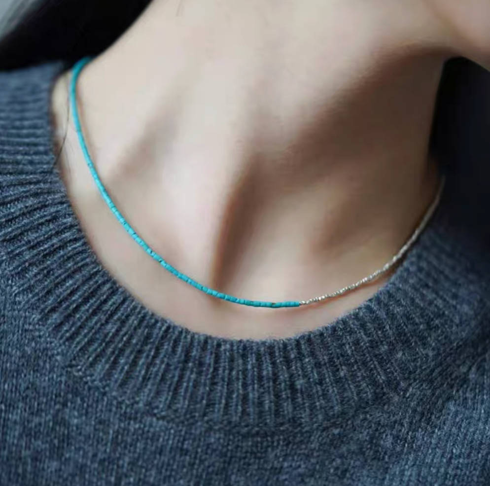 Turquoise and Silver Delicate Choker