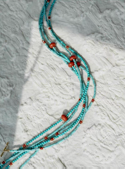 Vintage Turquoise and Red Agate Choker