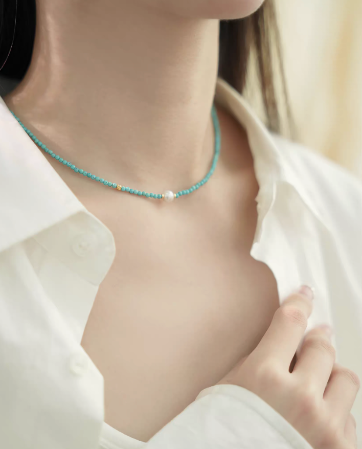 Turquoise and Pearl Necklace