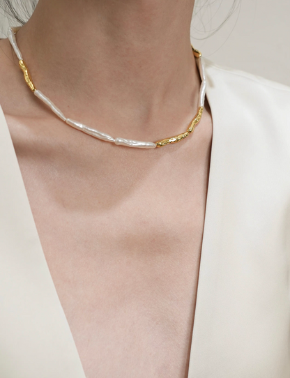 Elegant Baroque Pearl &amp; Gold Choker