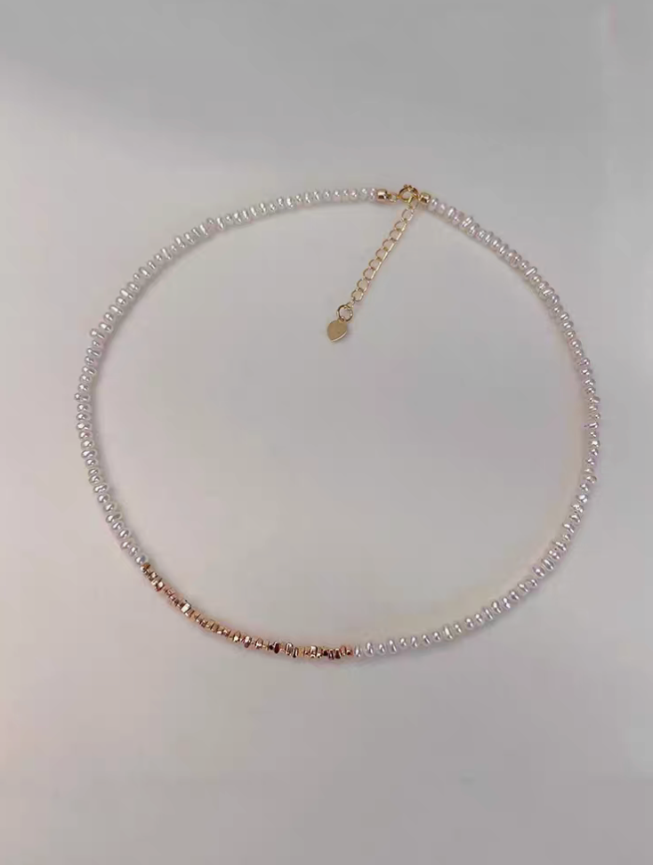 Glistening Pearl &amp; Gold Fragment Necklace