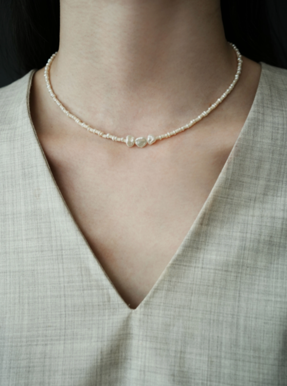 Baroque Pearl and Stone Necklace