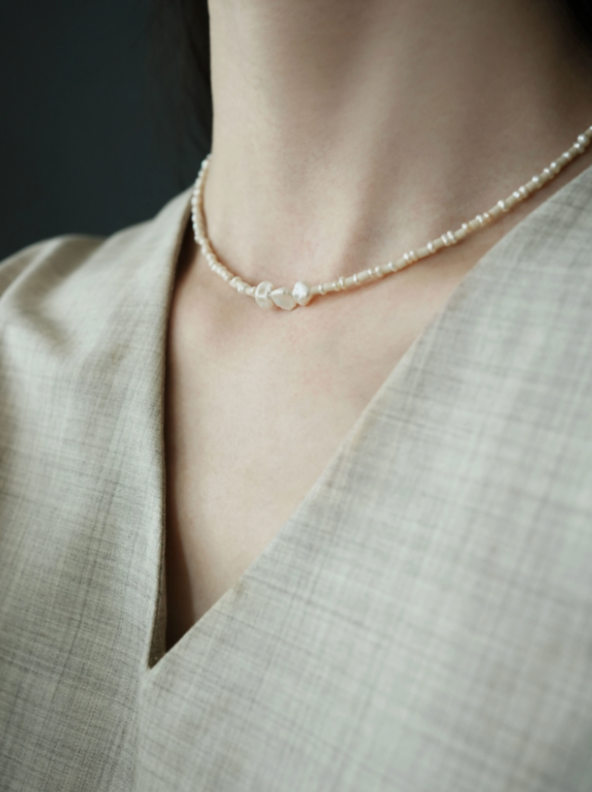 Baroque Pearl and Stone Necklace