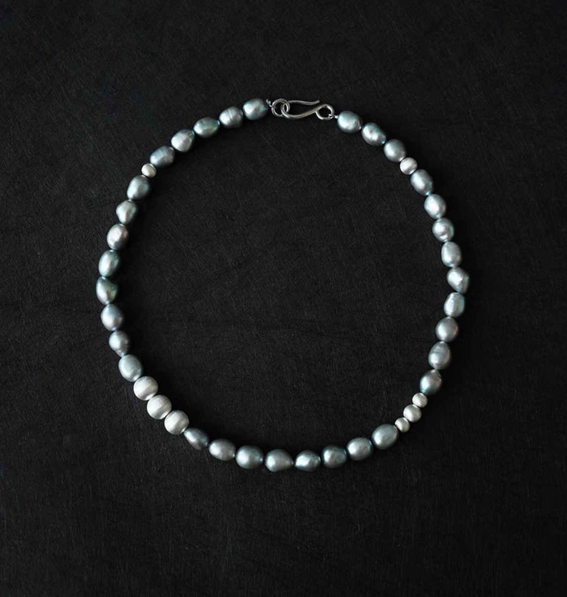 Grey Pearl Silver Necklace