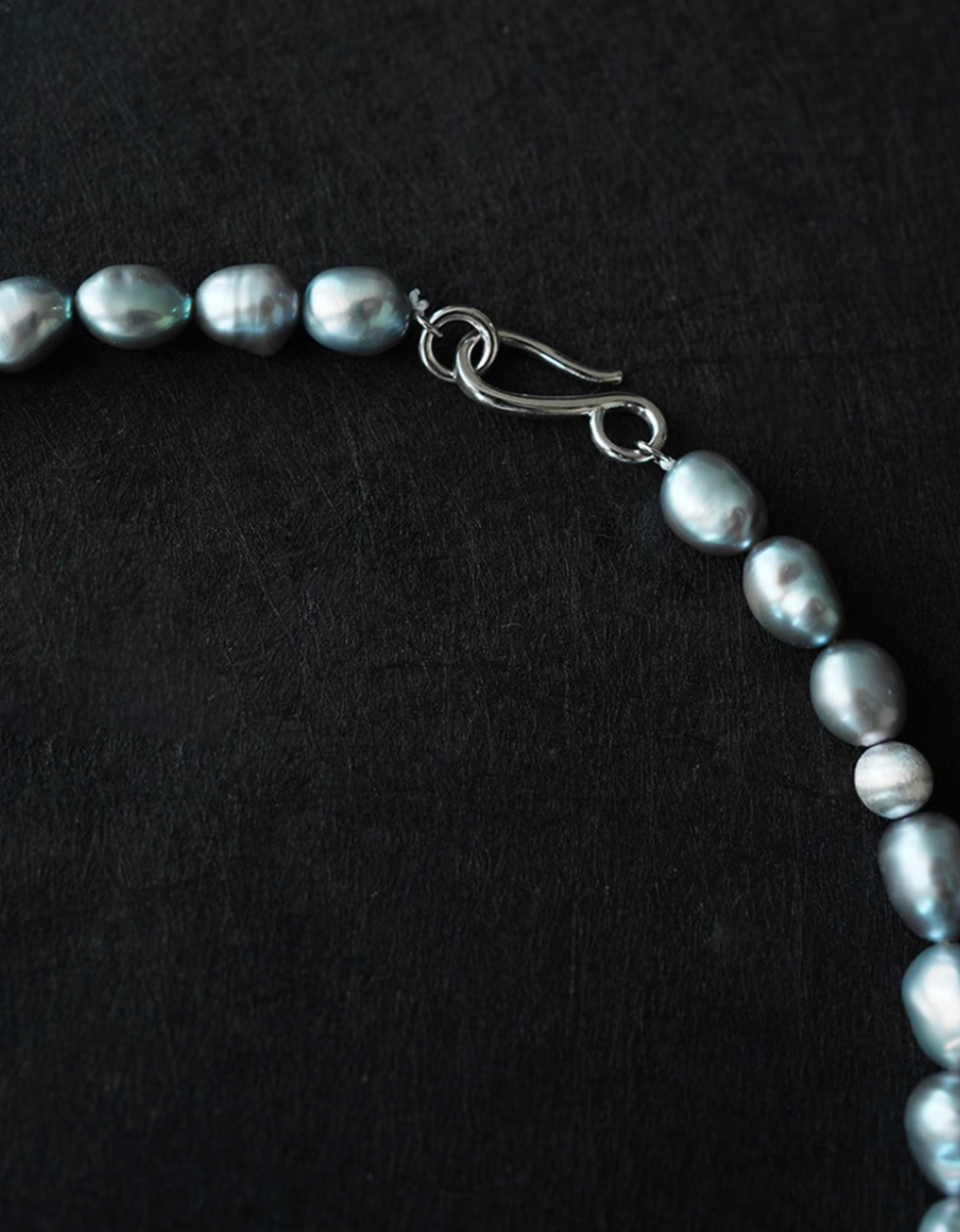 Grey Pearl Silver Necklace