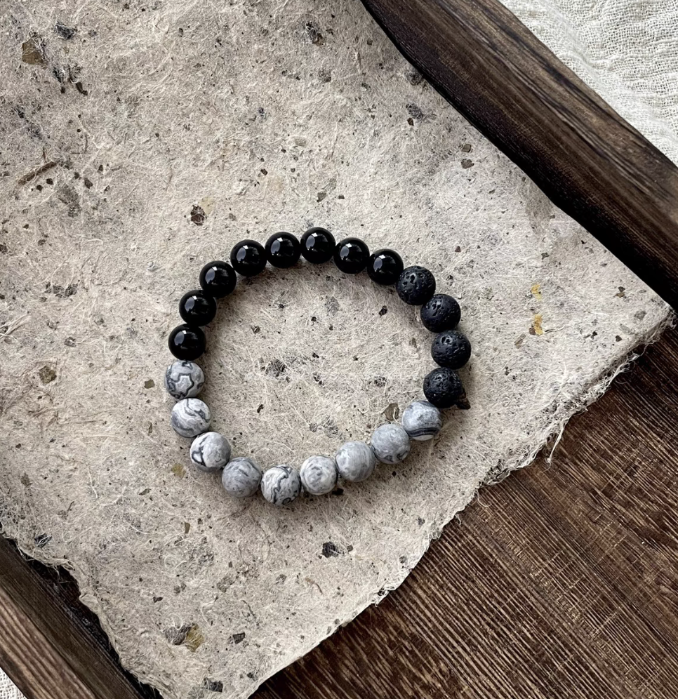 Black Beach Onyx Volcanic Stone Bracelet