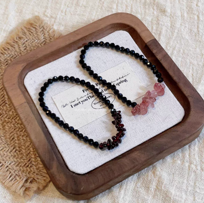 Elegant Crystal &amp; Garnet Bracelet Set