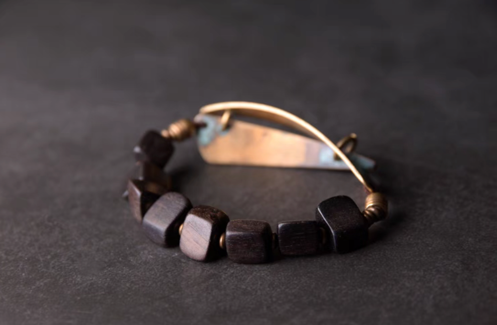 Vintage Ebony and Brass Bracelet