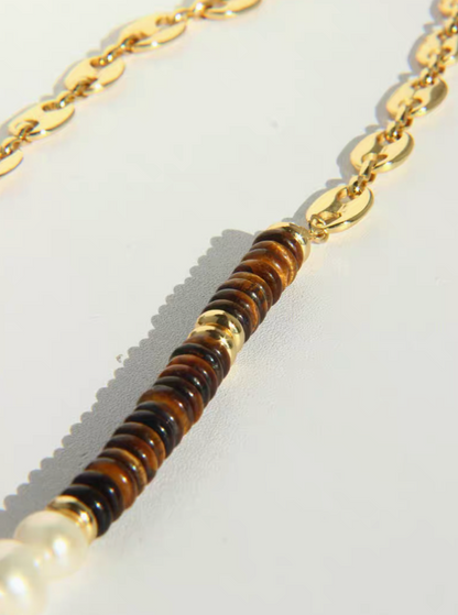 Tiger Eye Pearl Fusion Necklace