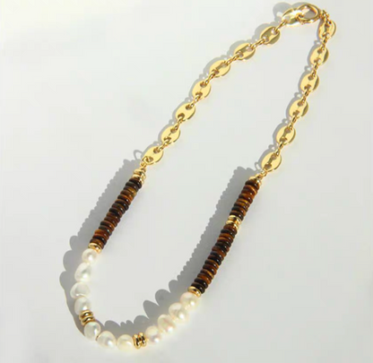 Tiger Eye Pearl Fusion Necklace