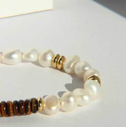 Tiger Eye Pearl Fusion Necklace