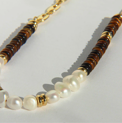 Tiger Eye Pearl Fusion Necklace