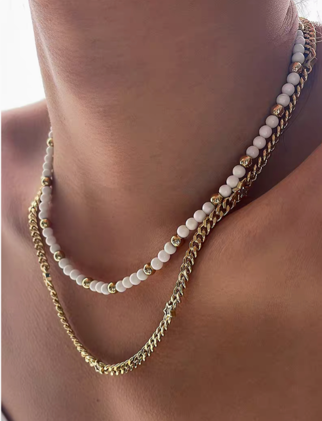 Modern White Shell Bead Necklace