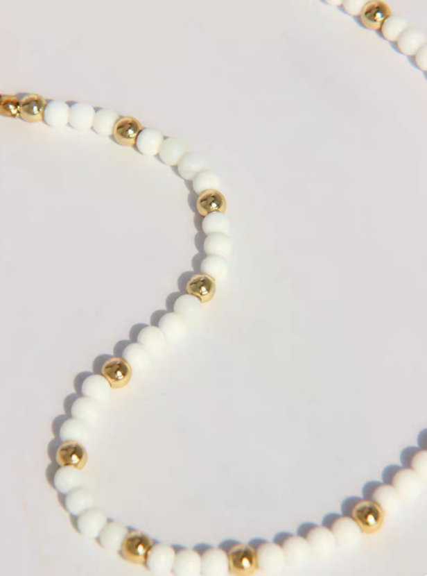 Modern White Shell Bead Necklace