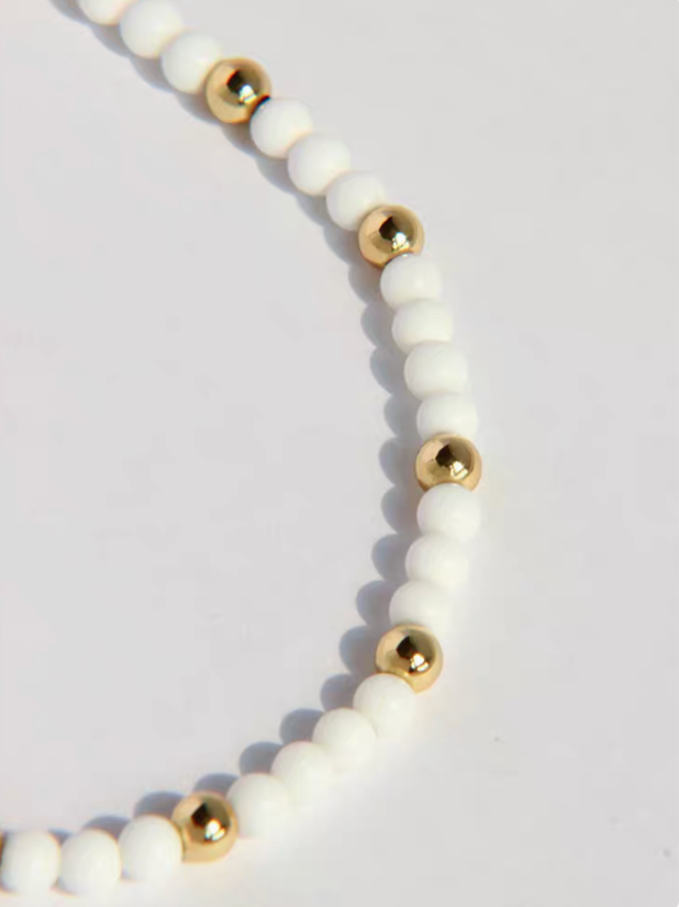 Modern White Shell Bead Necklace