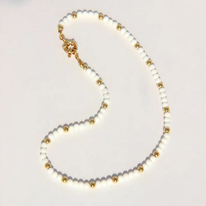 Modern White Shell Bead Necklace