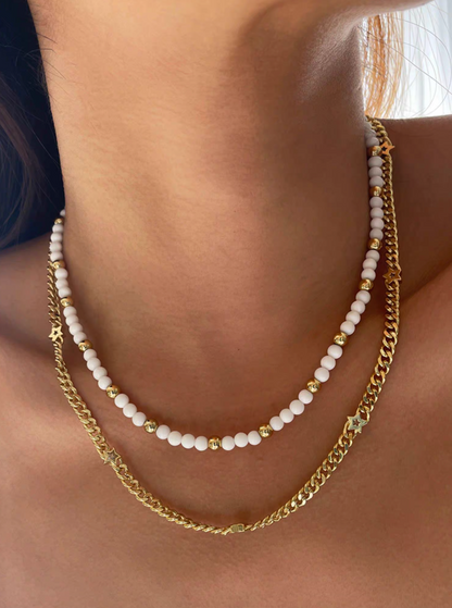 Modern White Shell Bead Necklace