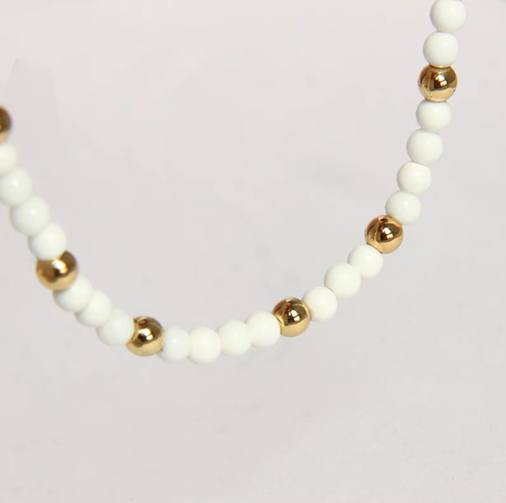 Modern White Shell Bead Necklace