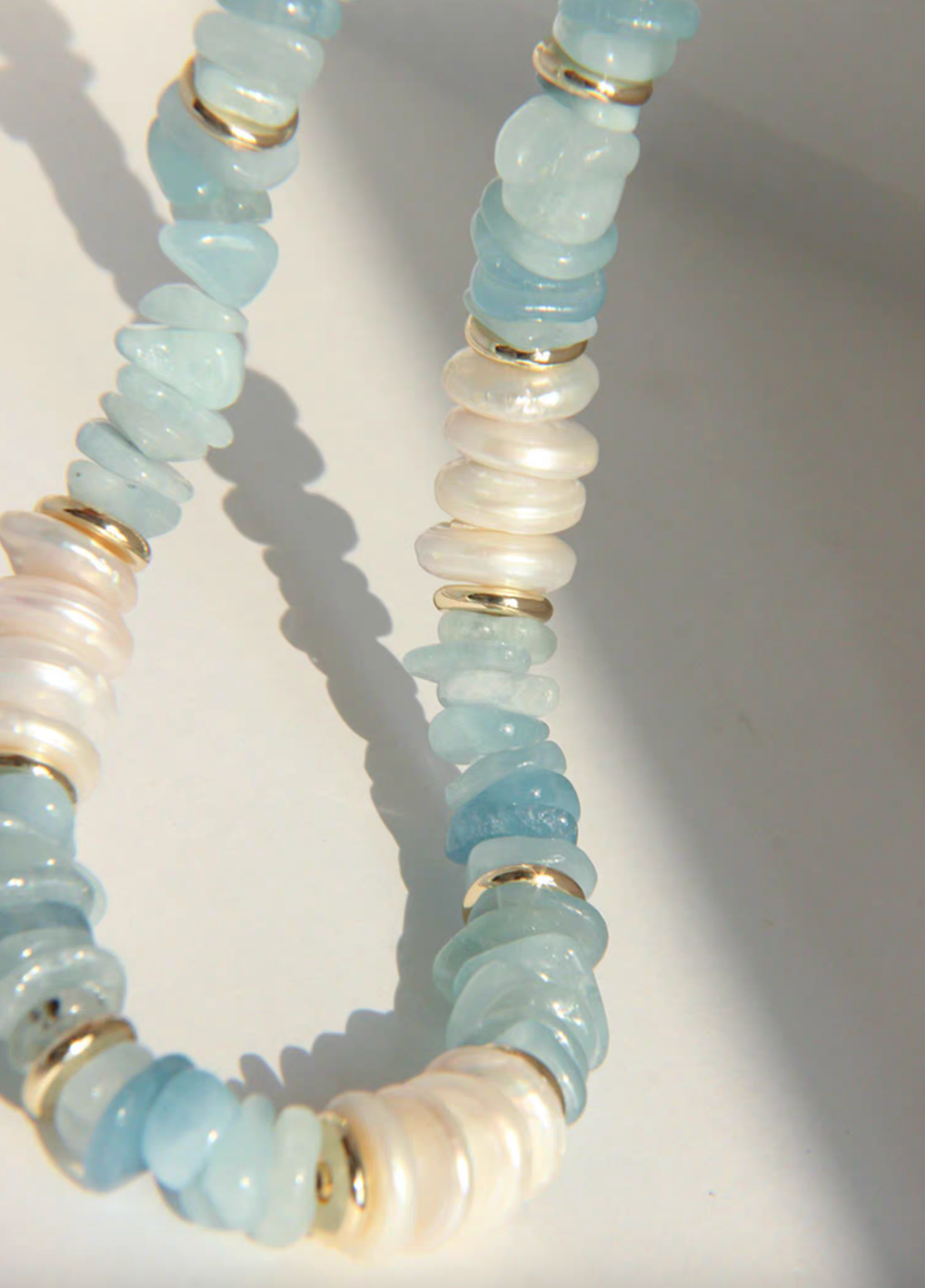 Coastal Aquamarine &amp; Pearl Choker