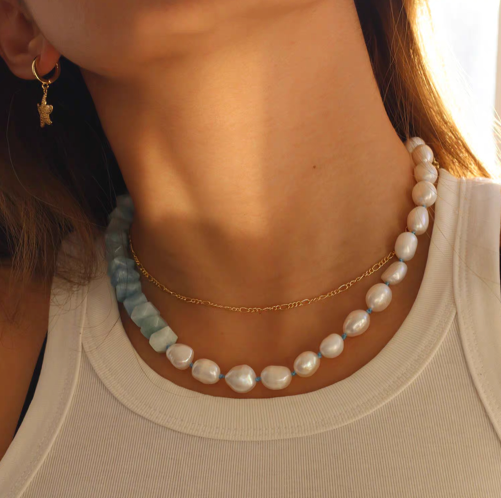 Elegant Freshwater Pearl &amp; Gemstone Statement Choker