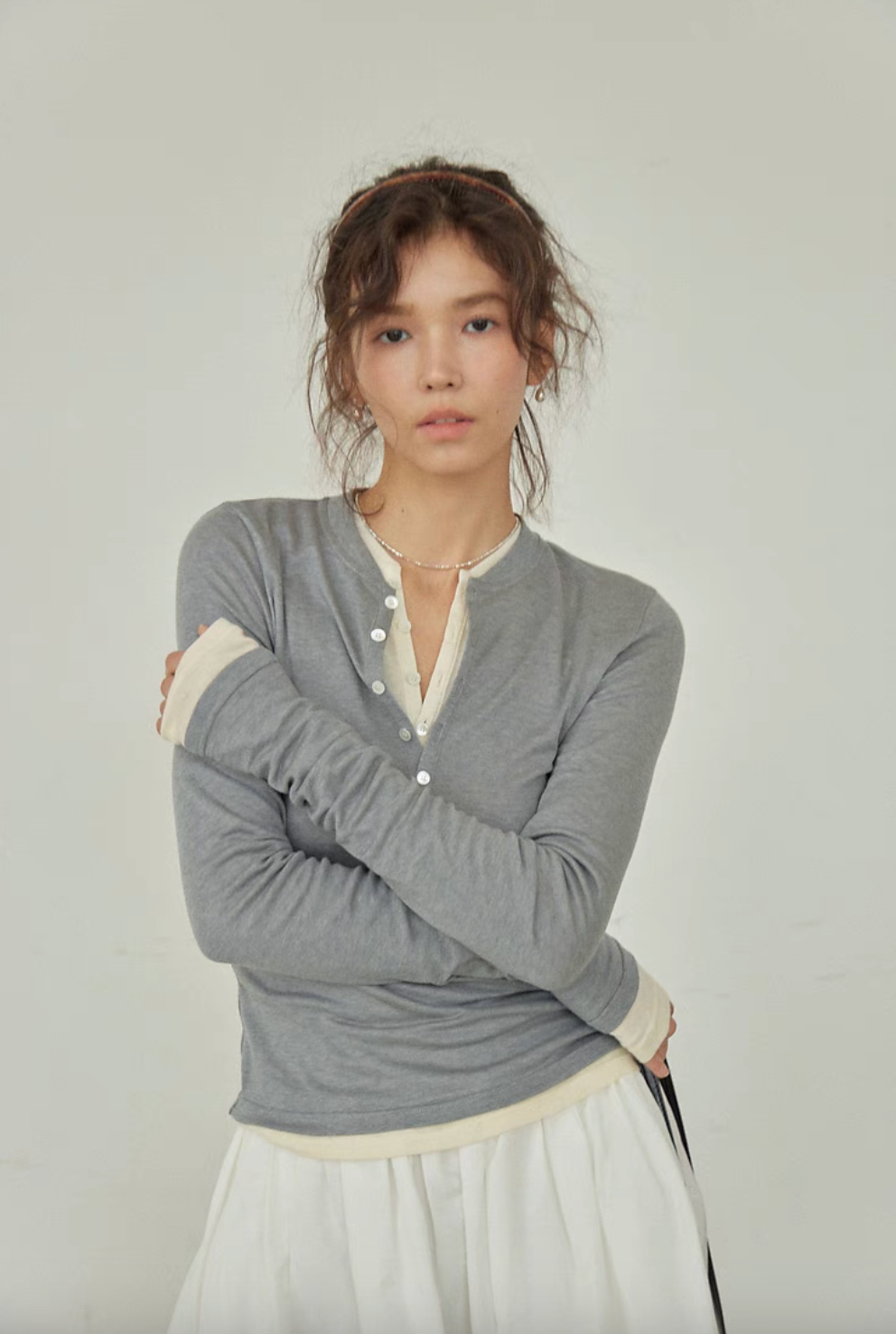 EcoSoft Tencel Wool Button-Up Long Sleeve Tee