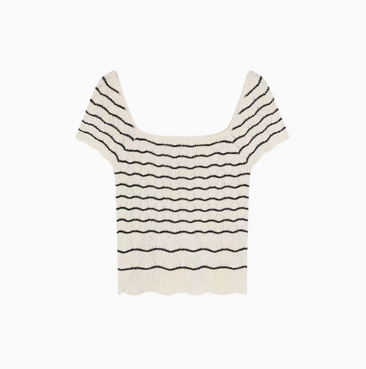 Vintage Stripe Flutter Sleeve Knit Top