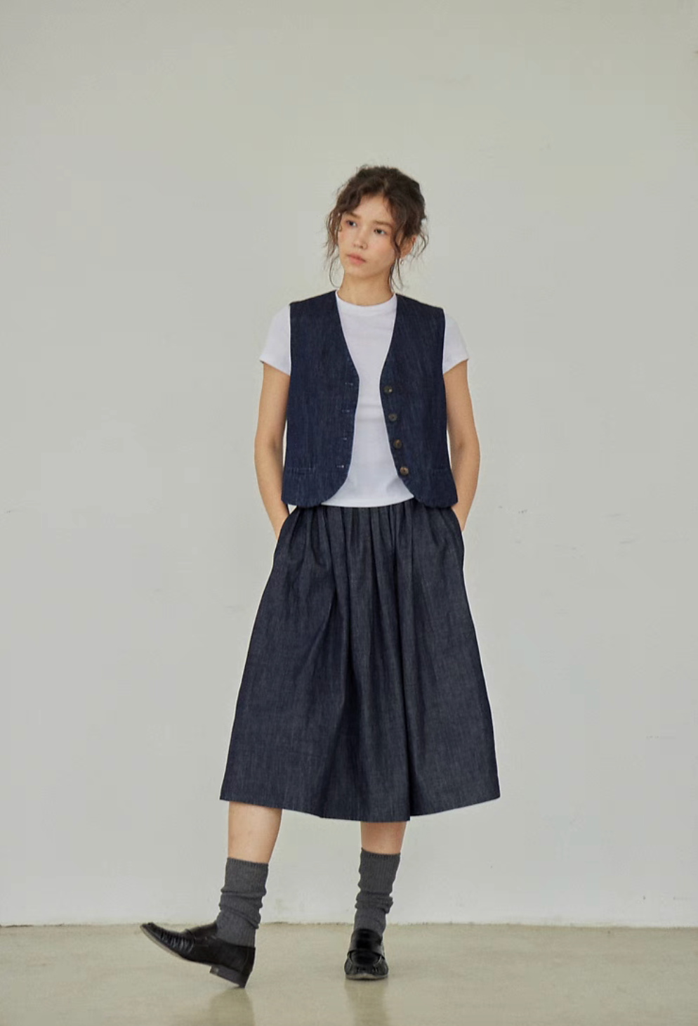 Timeless Denim Vest &amp; High-Waist Skirt Set