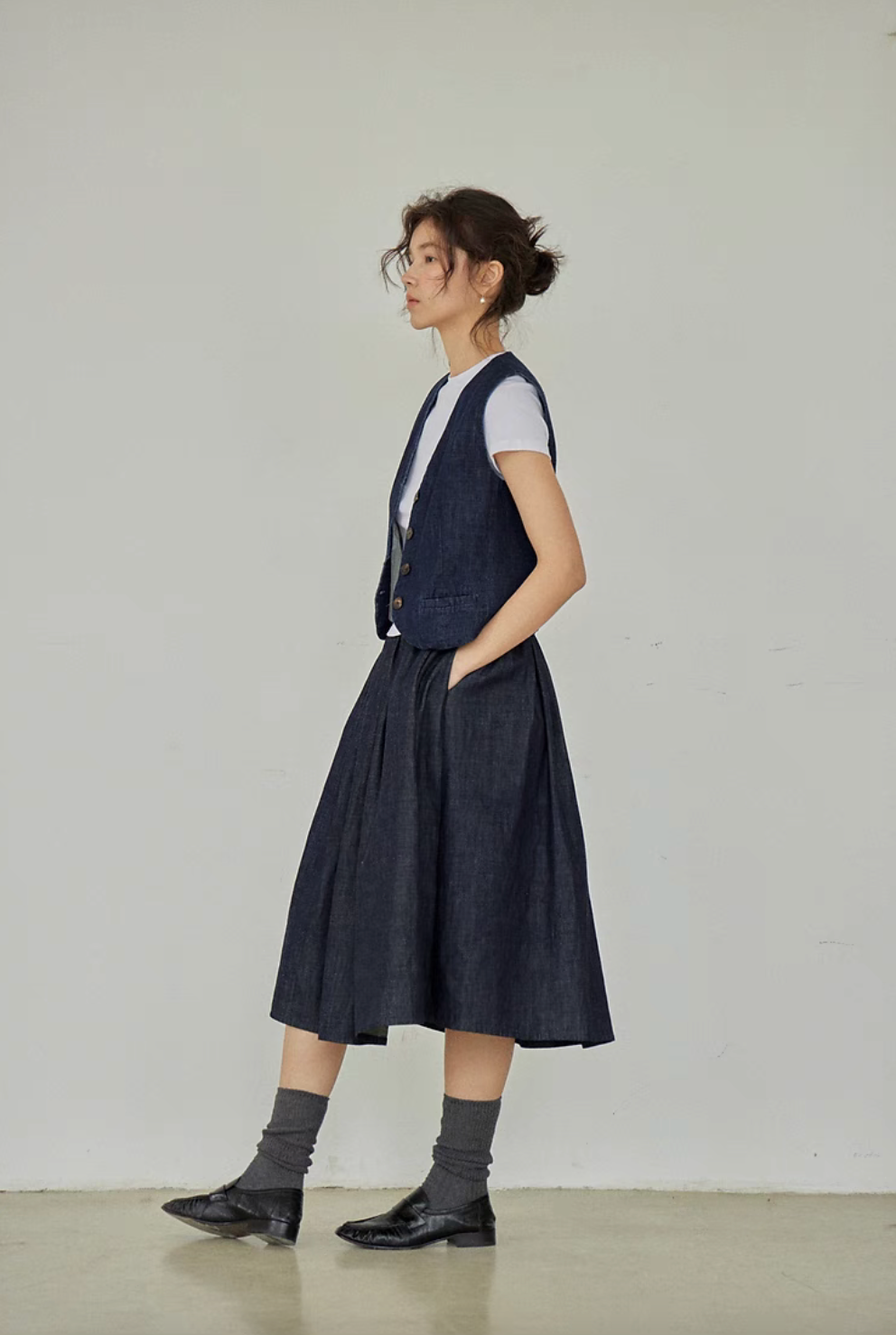 Timeless Denim Vest &amp; High-Waist Skirt Set