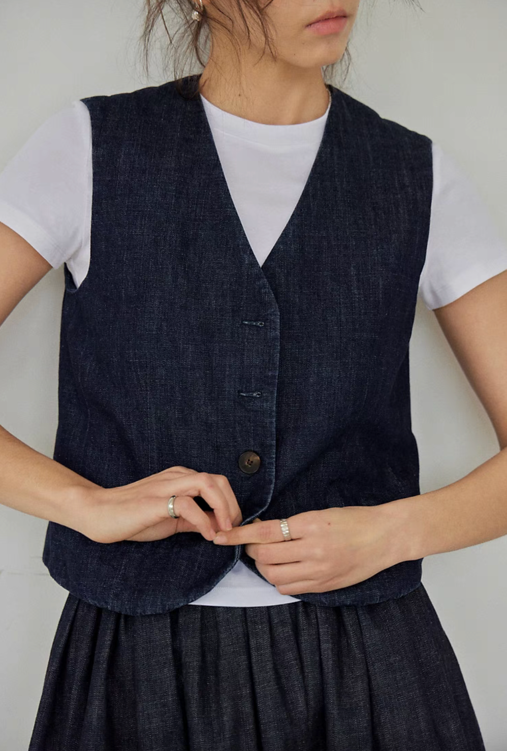 Timeless Denim Vest &amp; High-Waist Skirt Set