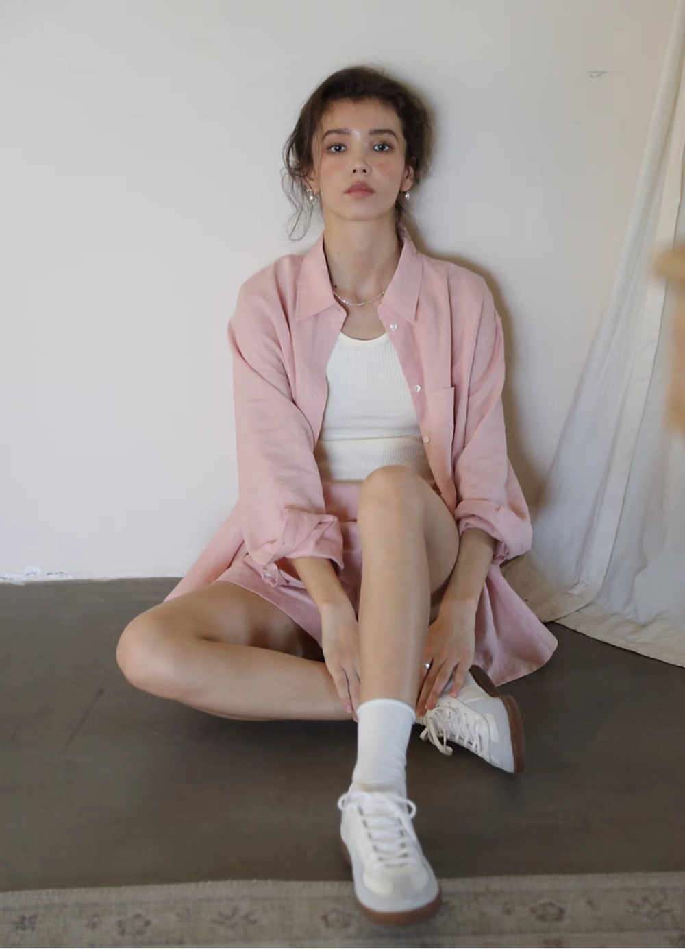 Linen Collared Shirt &amp; Shorts Set