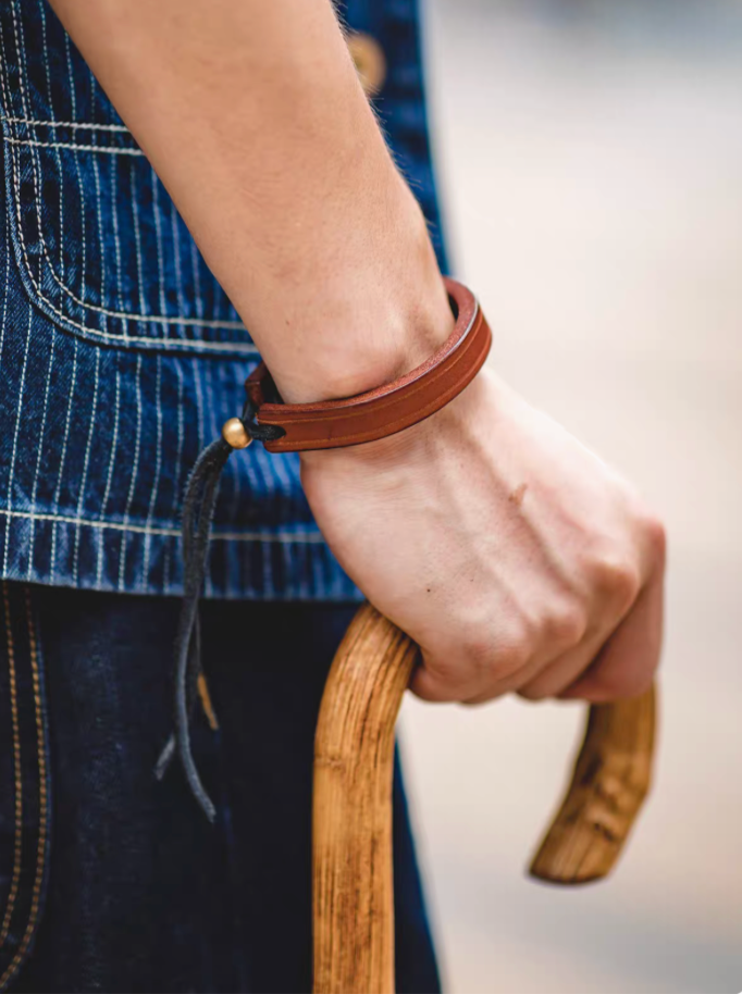 Rustic Brass-Adjustable Leather Cuff