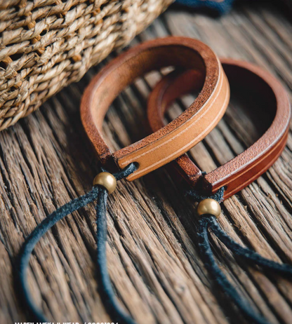 Rustic Brass-Adjustable Leather Cuff