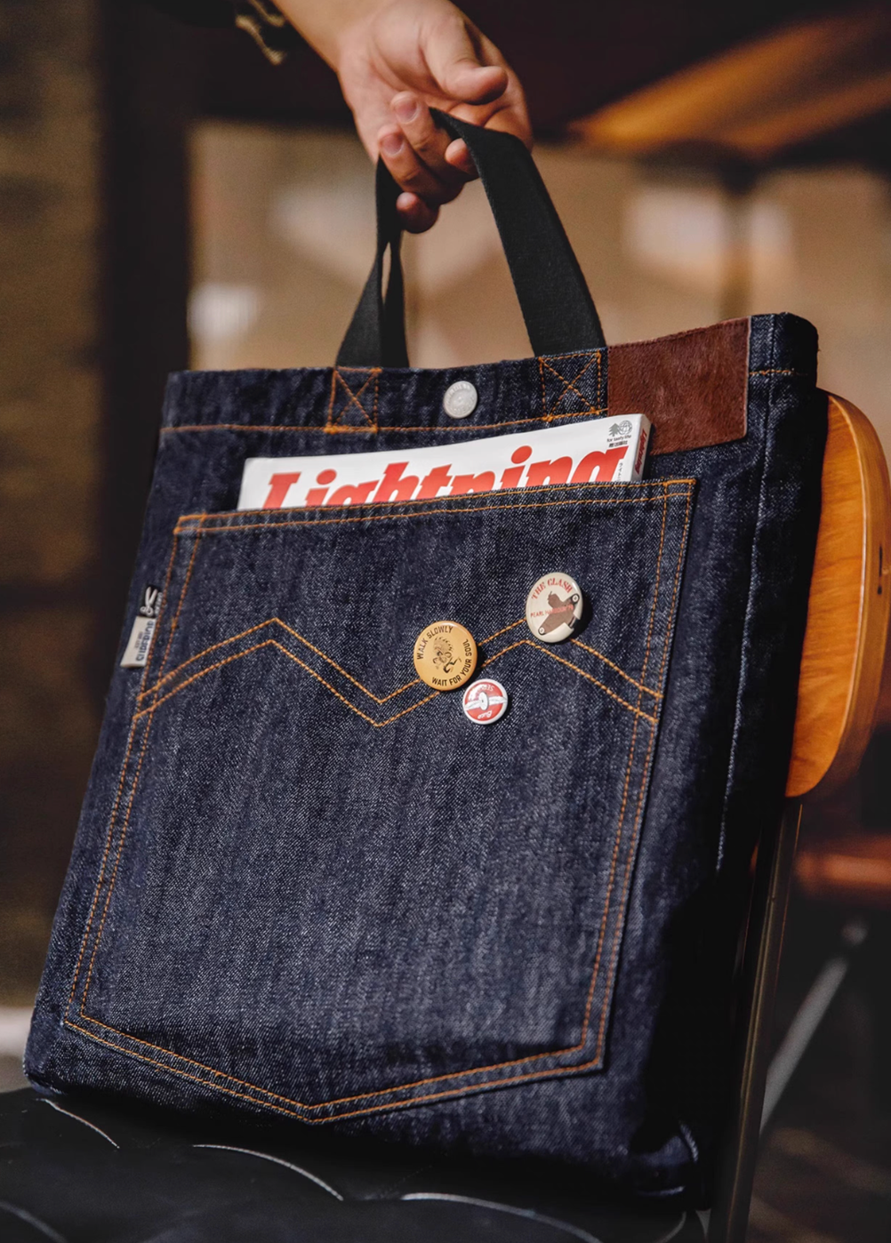 Reversible Embroidered Denim Tote