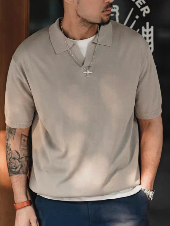 Classic V-Collar Knit Polo