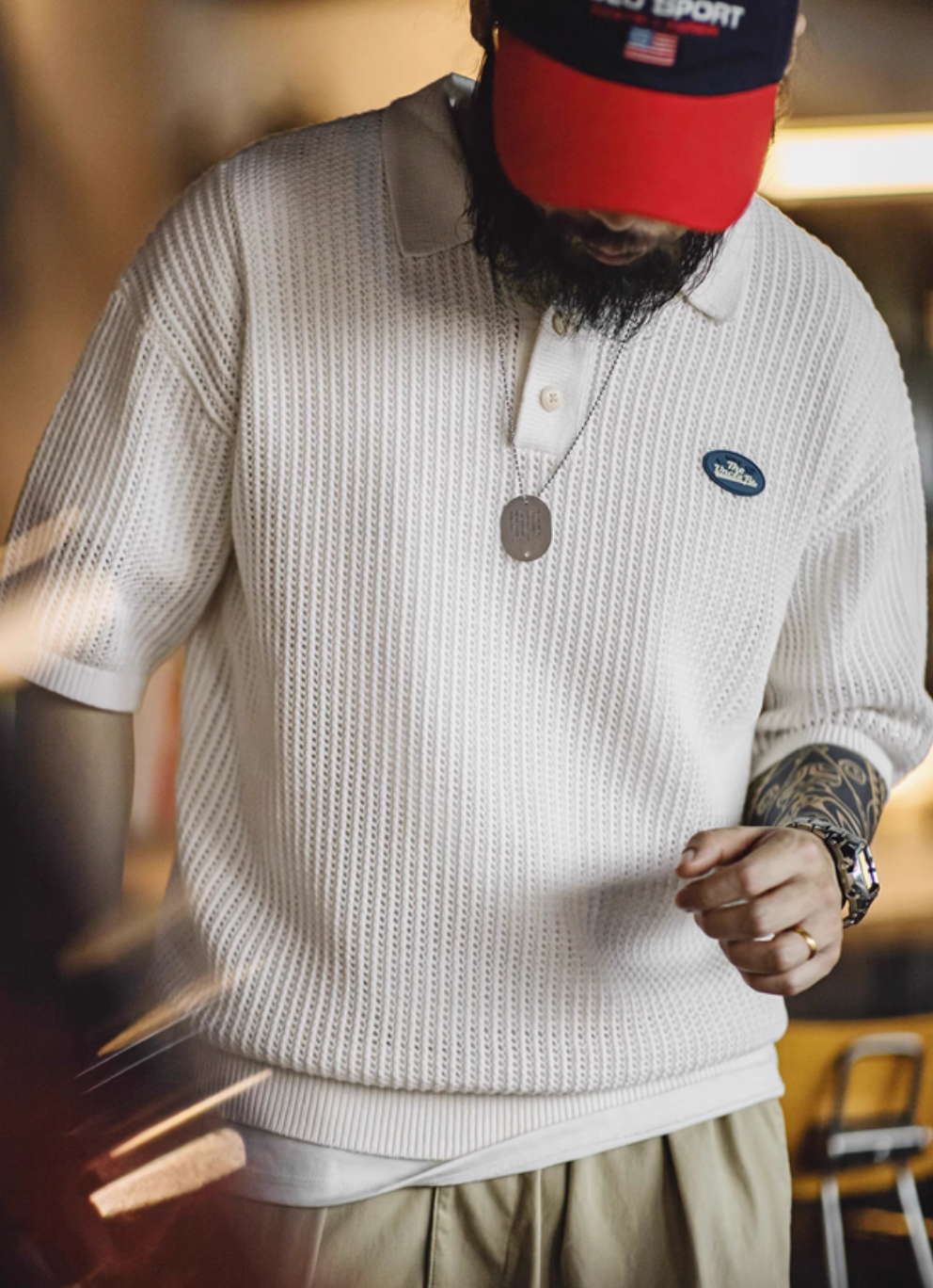 Hollow-Knit Short Sleeve Polo