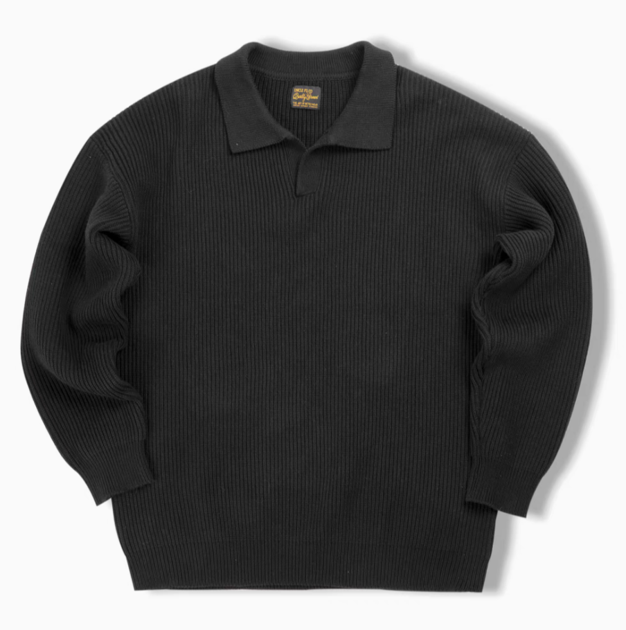 Classic Ribbed Knit Polo Shirt